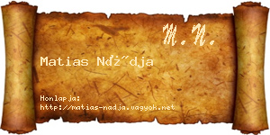 Matias Nádja névjegykártya